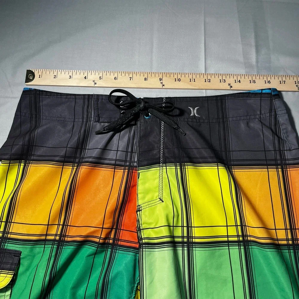Hurley Board Shorts Phantom Mens 32 Multi Color Plaid Recycled Surf Skate